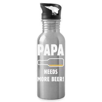 Papa Needs More Beer! (Vater Papi Bier / NEG 2C) - Trinkflasche mit integriertem Trinkhalm - Lightsilver - Rechts
