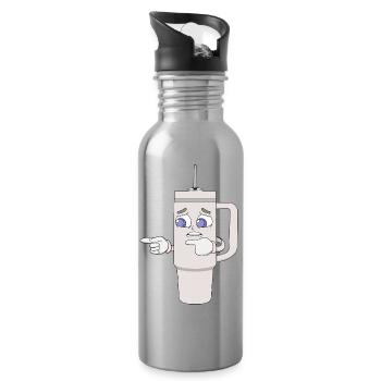 Besorgtes Shaker-Cup-Maskottchen - Trinkflasche mit integriertem Trinkhalm - Lightsilver - Rechts