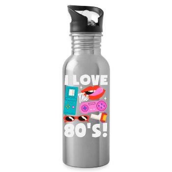 Retro Back to the 80s Vintage Design - Water bottle with straw - silver - Right