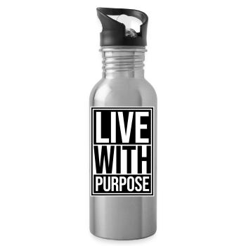 Live With Purpose Motivation Sinn Mindset Spruch - Trinkflasche mit integriertem Trinkhalm - Lightsilver - Rechts