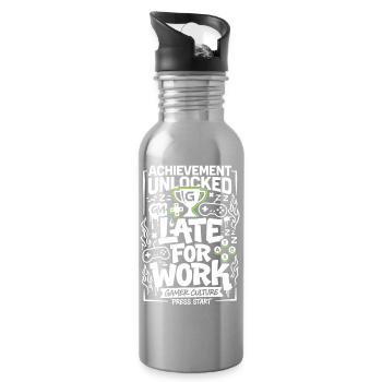 Achievement Unlocked Gamer Life - Water bottle with straw - silver - Right