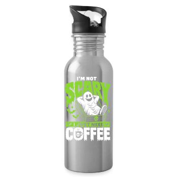 I'm Not Scary I Just Need Coffee - Water bottle with straw - silver - Right