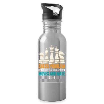 Échiquier des joueurs d’échecs - Gourde avec paille intégrée - argent clair - Droite