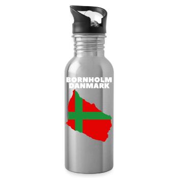 Bornholm Danmark - Trinkflasche mit integriertem Trinkhalm - Lightsilver - Rechts