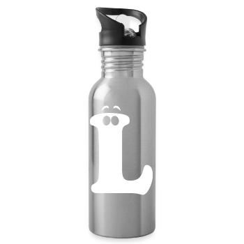 Large L Style Print | Letter L Funny L Logo - Water bottle with straw - silver - Right