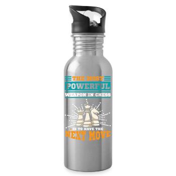 Schach Schachspieler Schachbrett - Trinkflasche mit integriertem Trinkhalm - Lightsilver - Rechts
