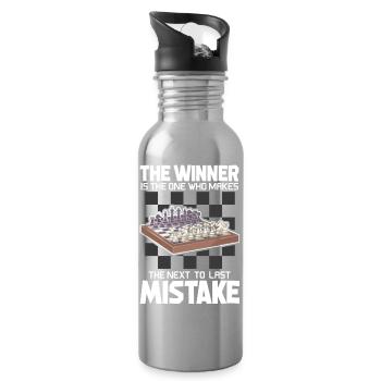 Chess Chess Player Chessboard - Water bottle with straw - silver - Right