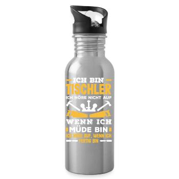 Tischler Höre Nicht Auf - Trinkflasche mit integriertem Trinkhalm - Lightsilver - Rechts