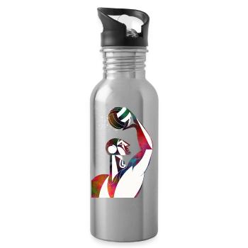 Profile of a water football player - Water bottle with straw - silver - Right
