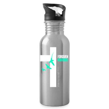 Forgiven Cross & Flying Birds - Water bottle with straw - silver - Right