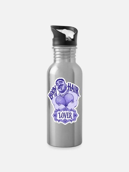 Haarliebhaber - Trinkflasche mit integriertem Trinkhalm - Lightsilver
