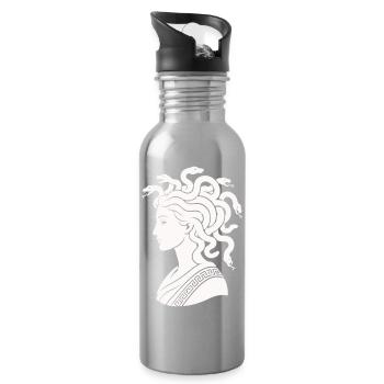 Medusa Kopf mit Schlangen - Trinkflasche mit integriertem Trinkhalm - Lightsilver - Rechts