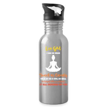 Zodiac sign Leo - Water bottle with straw - silver - Right