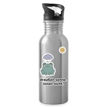 draußen sonne. innen nicht. – Frosch Meme - Trinkflasche mit integriertem Trinkhalm - Lightsilver - Rechts