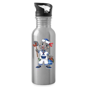 Matrosen Robbe Ahoi - Trinkflasche mit integriertem Trinkhalm - Lightsilver - Rechts