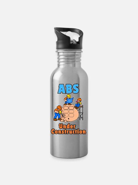 ABS im Bau - Trinkflasche mit integriertem Trinkhalm - Lightsilver