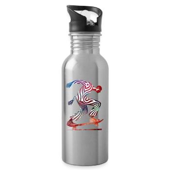 Tribal Skateboard Colorful - Trinkflasche mit integriertem Trinkhalm - Lightsilver - Rechts