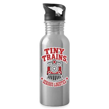 Modelleisenbahn – Tiny Trains Serious Logistics - Trinkflasche mit integriertem Trinkhalm - Lightsilver - Rechts