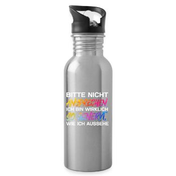 Bitte nicht ansprechen ich bin wirklich so genervt - Trinkflasche mit integriertem Trinkhalm - Lightsilver - Rechts