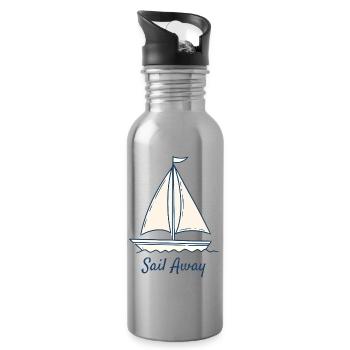 Sail Away Sailing Boat Ocean Minimal Design - Trinkflasche mit integriertem Trinkhalm - Lightsilver - Rechts