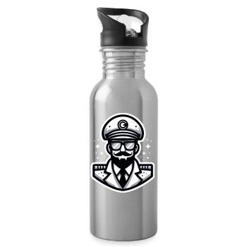 Captain White - Water bottle with straw - silver - Right