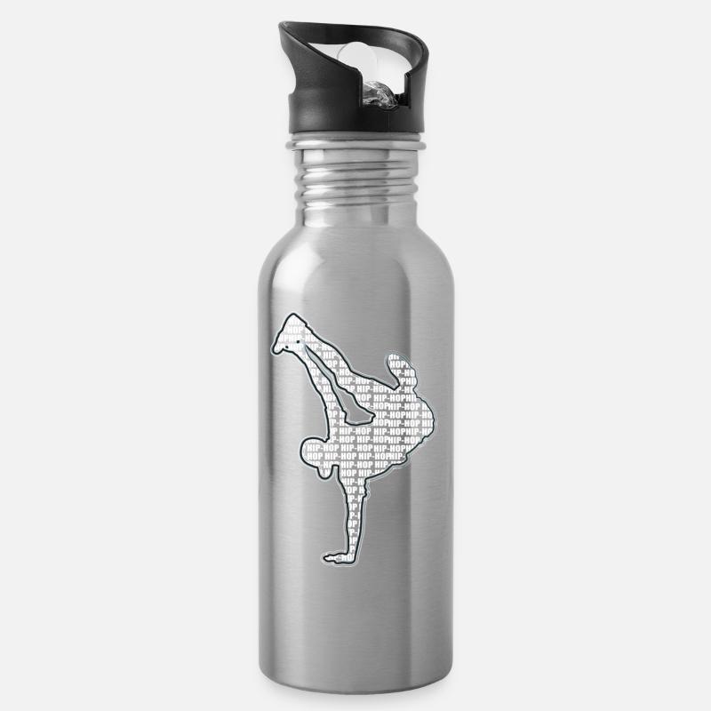 Breakdance - Trinkflasche mit integriertem Trinkhalm - Lightsilver