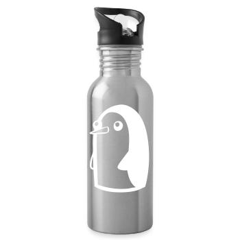 Süßer Pinguin Comic - Trinkflasche mit integriertem Trinkhalm - Lightsilver - Rechts