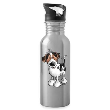 Jack Russell Terrier - Gourde avec paille intégrée - argent clair - Droite