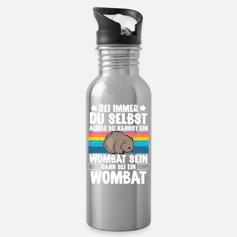 Wombat - Trinkflasche mit integriertem Trinkhalm - Lightsilver