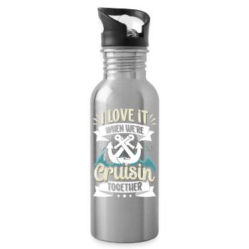 Cruise Couple Couples Friends - Water bottle with straw - silver - Right