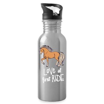 Icelandic Horses Statement Icelandic Horse Love - Water bottle with straw - silver - Right