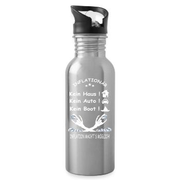 INFLATIONÄR Kein Haus, Kein Auto, Kein Boot - Trinkflasche mit integriertem Trinkhalm - Lightsilver - Rechts