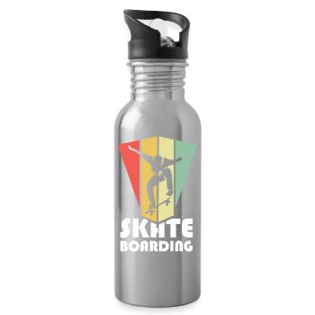 skateboarding classic retro vintage skater skate - Trinkflasche mit integriertem Trinkhalm - Lightsilver - Rechts