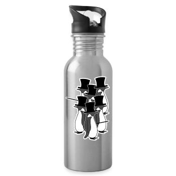 Vögel Vintage Pinguin Tier Seevogel Arktis - Trinkflasche mit integriertem Trinkhalm - Lightsilver - Rechts