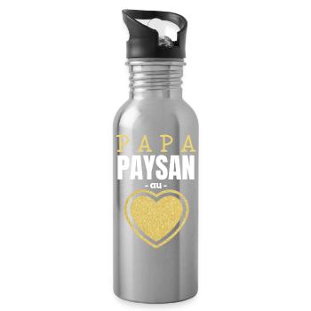 Papa Paysan au Cœur d'Or - Gourde avec paille intégrée - argent clair - Droite