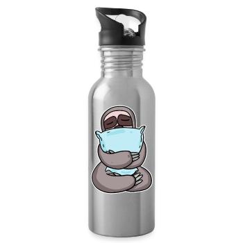 Faultier mit Kissen - Trinkflasche mit integriertem Trinkhalm - Lightsilver - Rechts