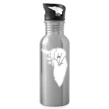 Engagement Wedding Ring Hand - Water bottle with straw - silver - Right