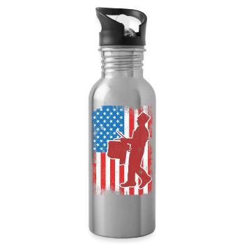 Tambour 4 juillet USA - Gourde avec paille intégrée - argent clair - Droite