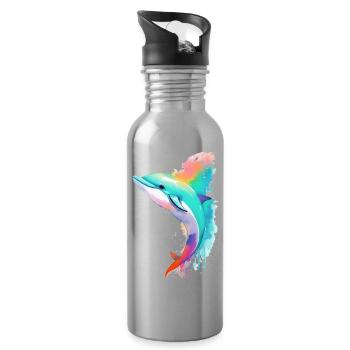 Delfin - Trinkflasche mit integriertem Trinkhalm - Lightsilver - Rechts