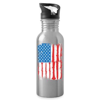 USA Patriotic Clarinetist - Water bottle with straw - silver - Right