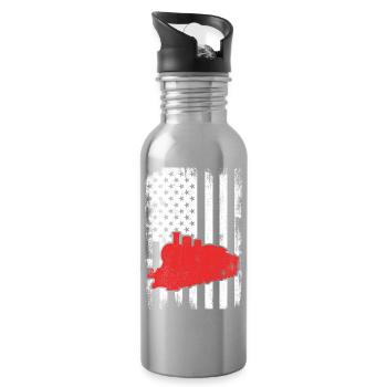 U.S. Patriotic Railroad Worker - Water bottle with straw - silver - Right