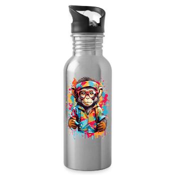 Coole Affe - Trinkflasche mit integriertem Trinkhalm - Lightsilver - Rechts