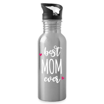 Beste Mutter aller Zeiten - Trinkflasche mit integriertem Trinkhalm - Lightsilver - Rechts