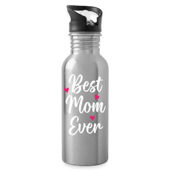 Beste Mutter aller Zeiten - Trinkflasche mit integriertem Trinkhalm - Lightsilver - Rechts