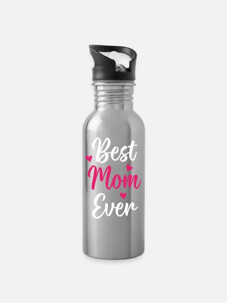Beste Mutter aller Zeiten - Trinkflasche mit integriertem Trinkhalm - Lightsilver