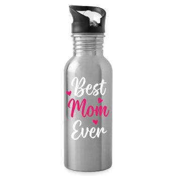 Beste Mutter aller Zeiten - Trinkflasche mit integriertem Trinkhalm - Lightsilver - Rechts