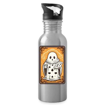 Tarot Karte Geist mit Pik Ass Karte - Trinkflasche mit integriertem Trinkhalm - Lightsilver - Rechts