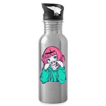 Girls Anime Japanese Comic Cartoon Manga - Water bottle with straw - silver - Right