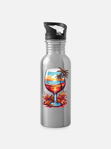 Strand Weinglas - Trinkflasche mit integriertem Trinkhalm - Lightsilver