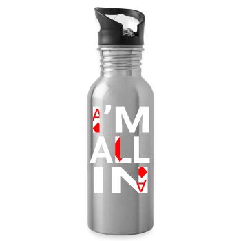 I'm All In(Pokerspieler) - Trinkflasche mit integriertem Trinkhalm - Lightsilver - Rechts